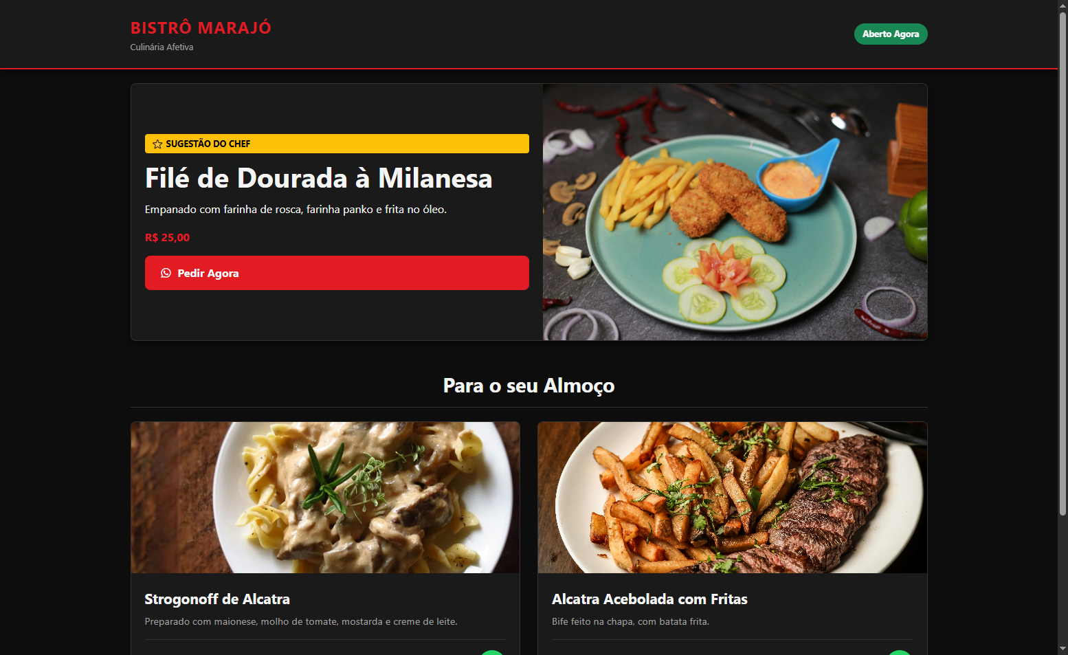 Prévia do site Bistrô Marajó