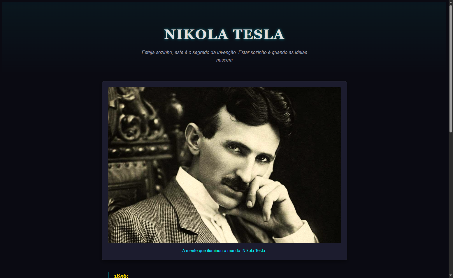 Prévia do site Nikola Tesla